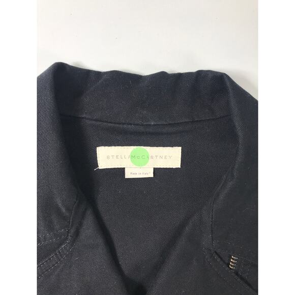 Stella McCartney Black Denim Mixed Blue Wool Sleeves Zip Jacket 44/ Medium - Picture 3 of 11